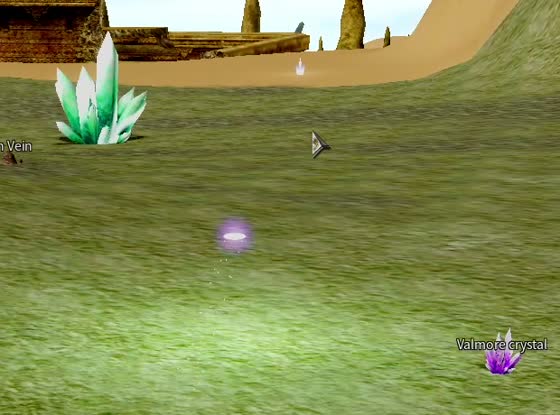 The seams. An Iron Vein next to the big crystal, and a purple Valmore crystal downhill.