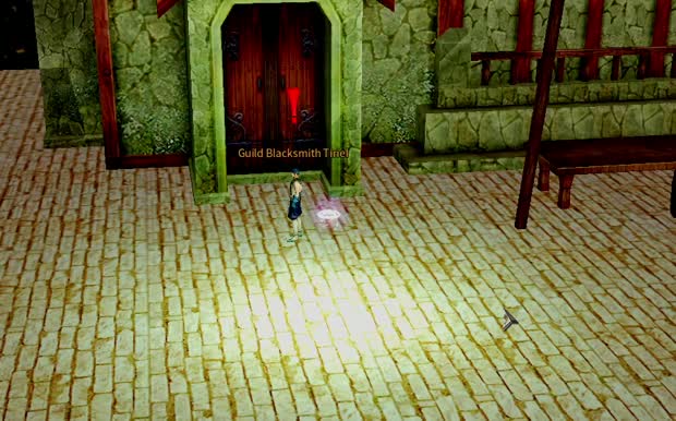 Guild Blacksmith. Ore into Ingots, Stone into Blocks. Also a daily.